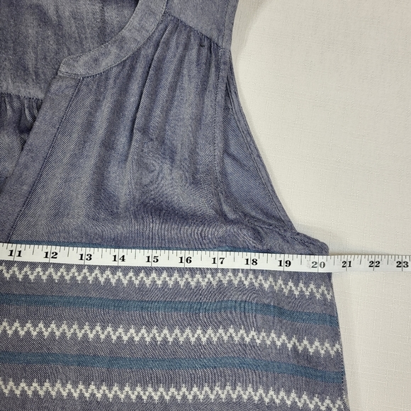 Dylan Sleeveless TOP Blue White Stripe Tunic Womens Size Medium M Fringe Tassels - Picture 6 of 14